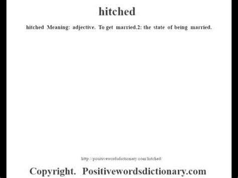 hitched deutsch|hitched meaning slang.